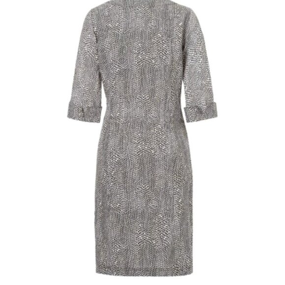 Olsen Tunic Shift Dress 12 Blue Linen V-Neck Animal Print Resort Lightweight - Picture 5 of 8